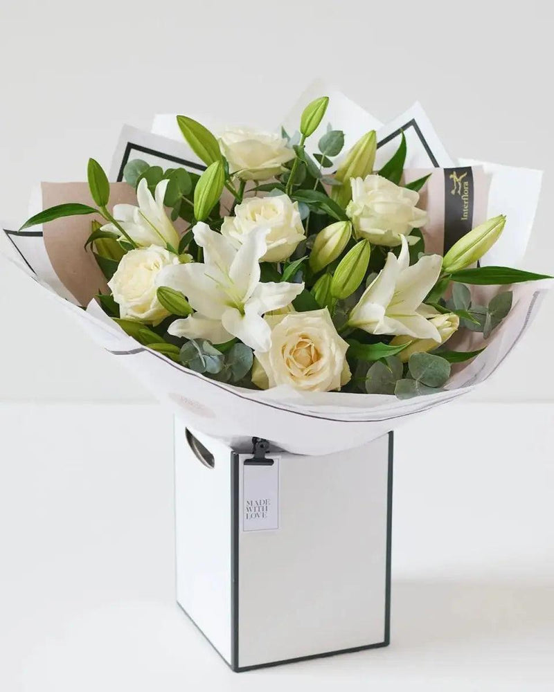 Beautifully Simple White Rose & Lily Bouquet