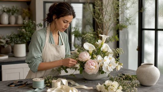 Florist arranging premium luxury flower bouquet