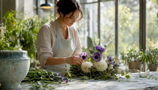Floral designer arranging exclusive bouquet