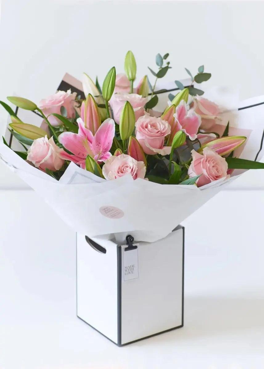 Beautifully Simple Luxury Pink Rose & Lily Bouquet - By Blume Flowers