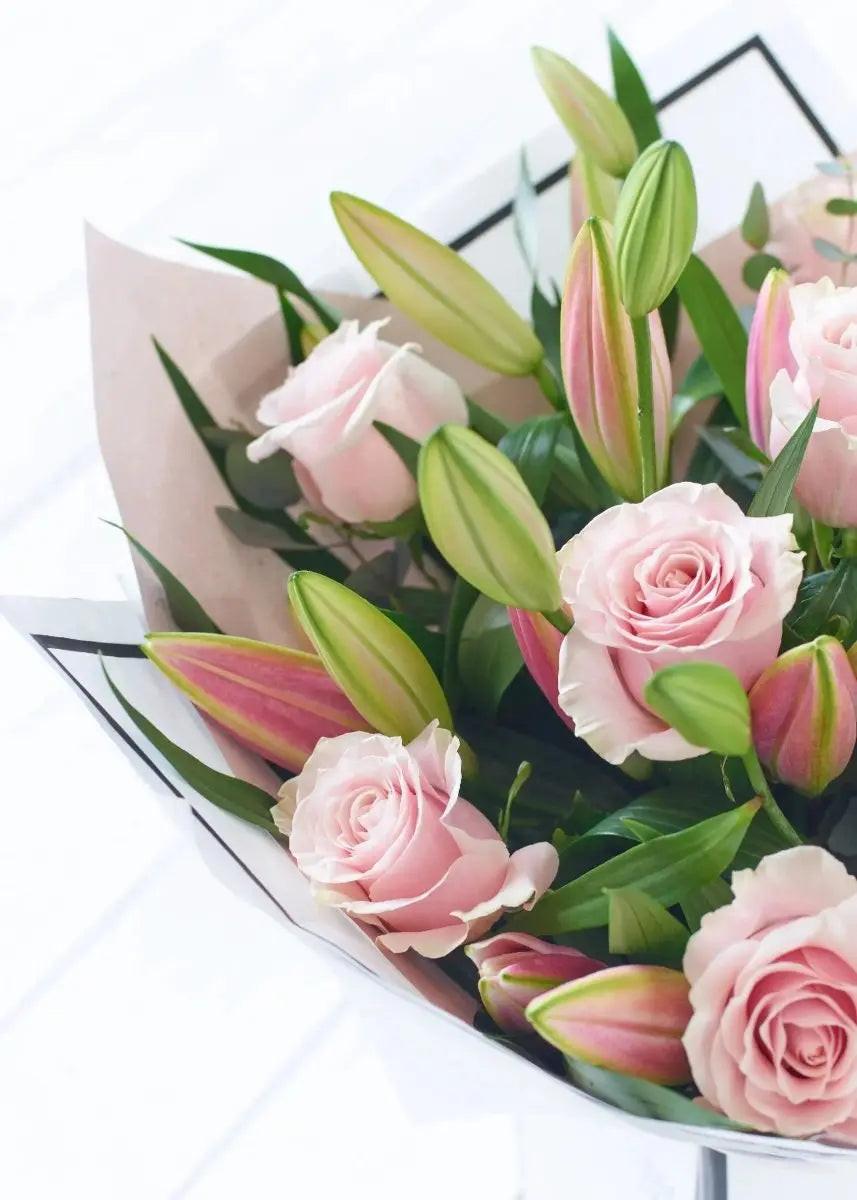 Beautifully Simple Luxury Pink Rose & Lily Bouquet - By Blume Flowers