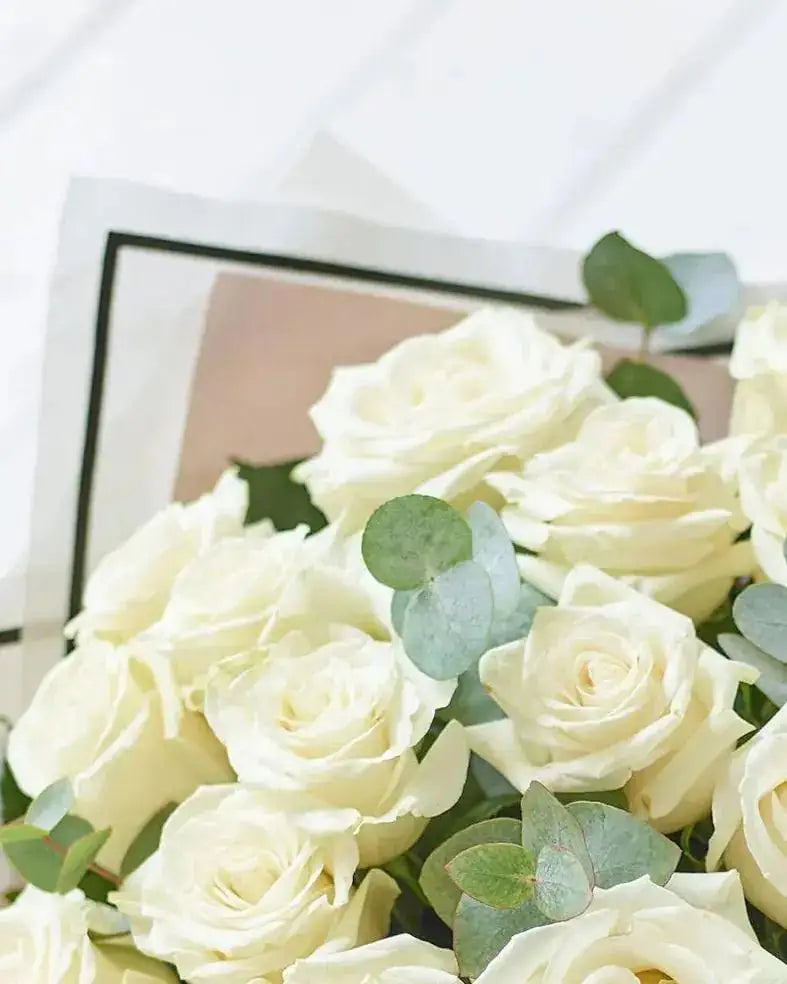Beautifully Simple Luxury White Rose Bouquet - By Blume Flowers