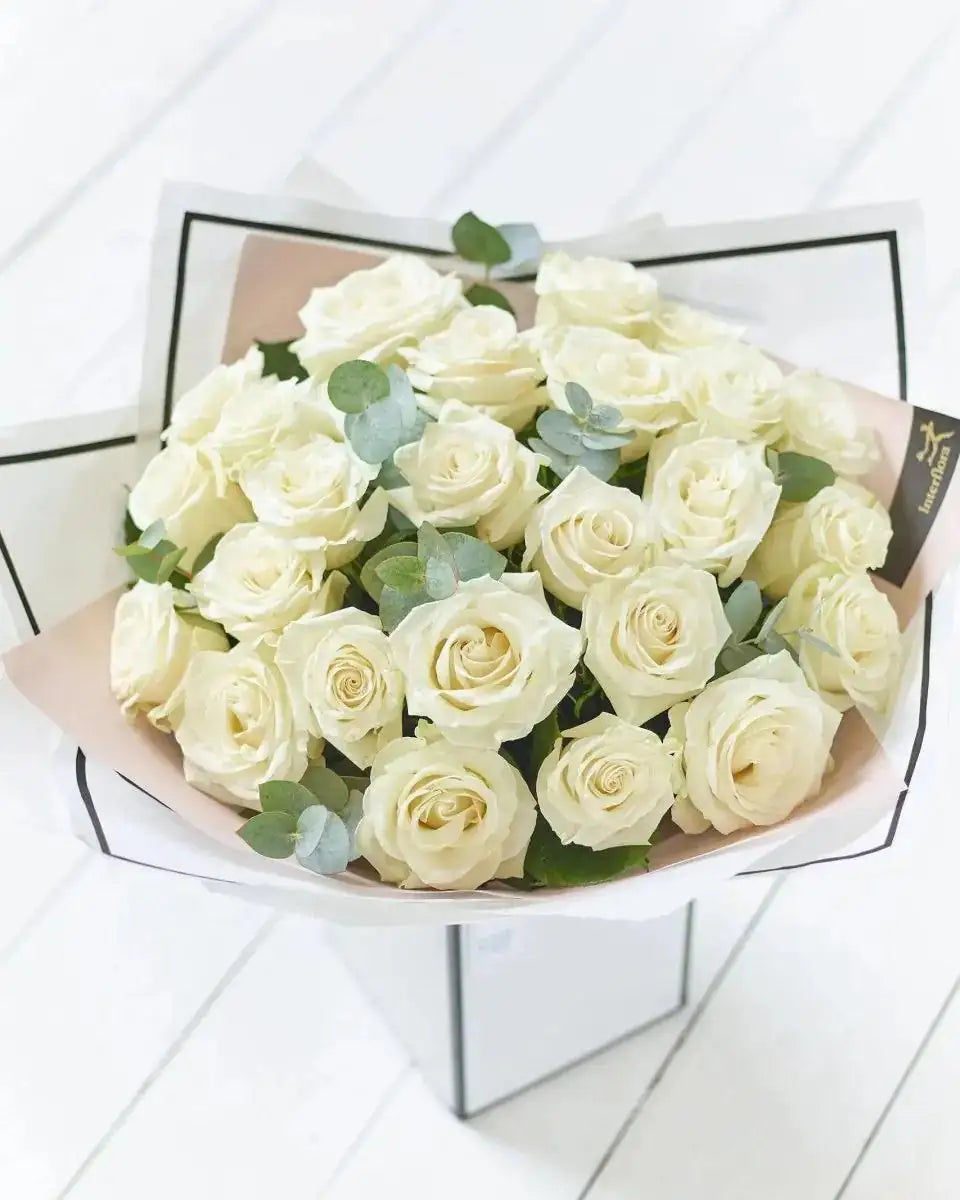 Beautifully Simple Luxury White Rose Bouquet - By Blume Flowers