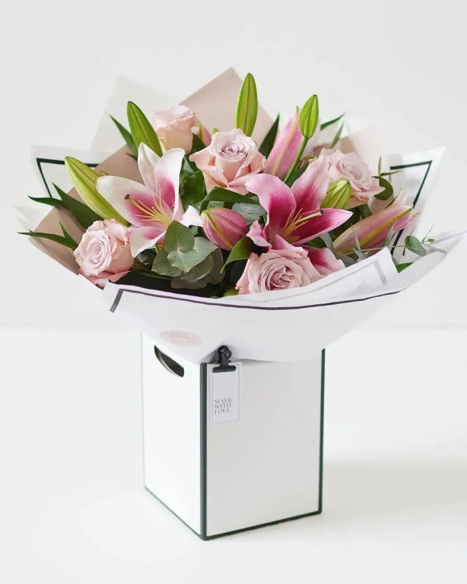 Beautifully Simple Pink Rose & Lily Bouquet - By Blume Flowers