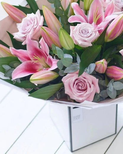 Beautifully Simple Pink Rose & Lily Bouquet - By Blume Flowers