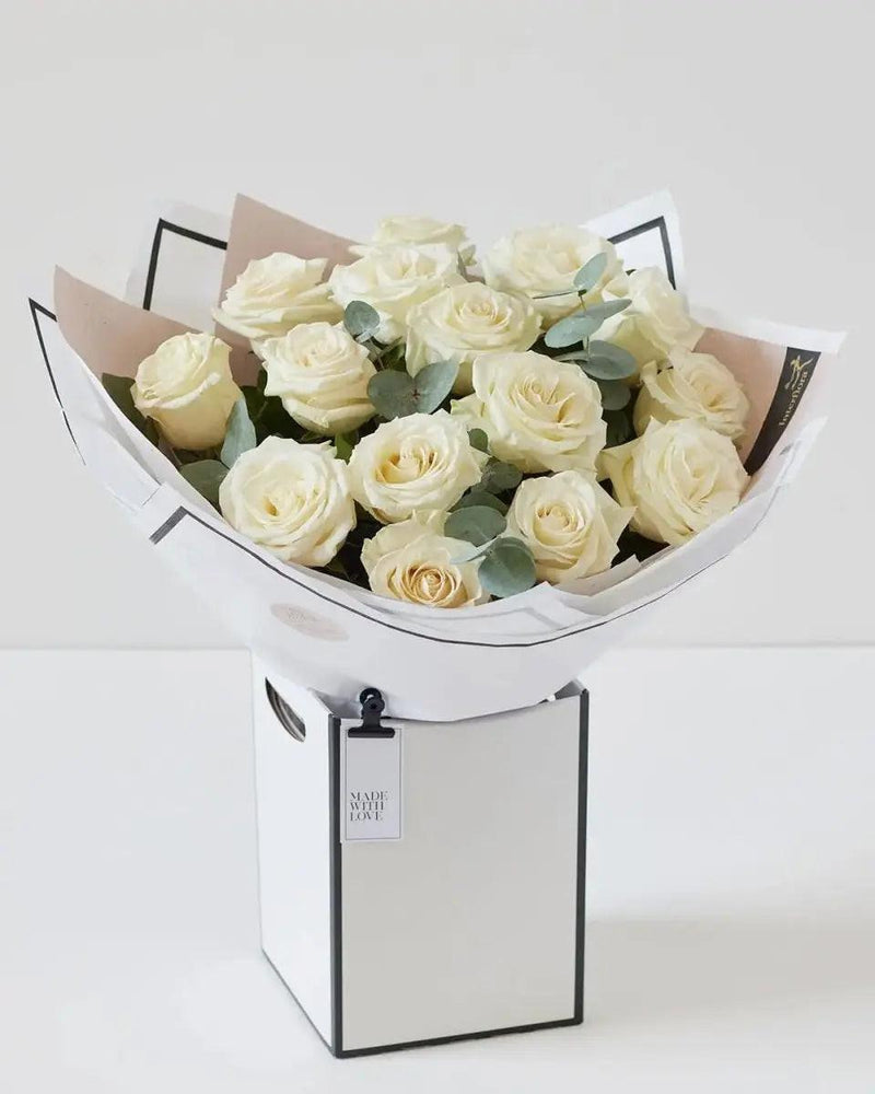 Beautifully Simple White Rose Bouquet