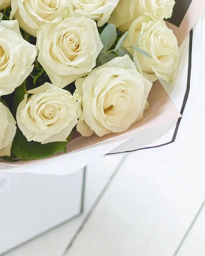 Beautifully Simple White Rose Bouquet - By Blume Flowers